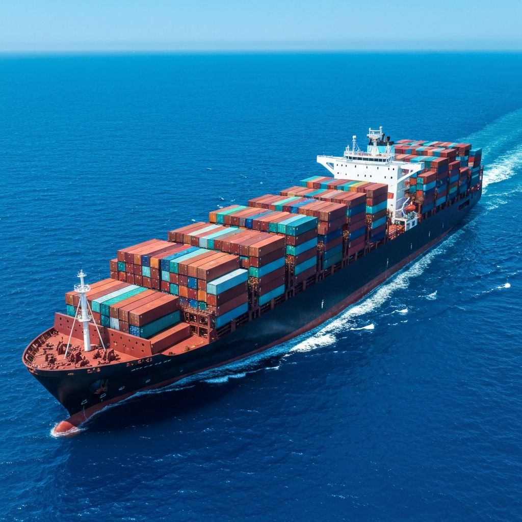 Barco de carga navegando en el océano